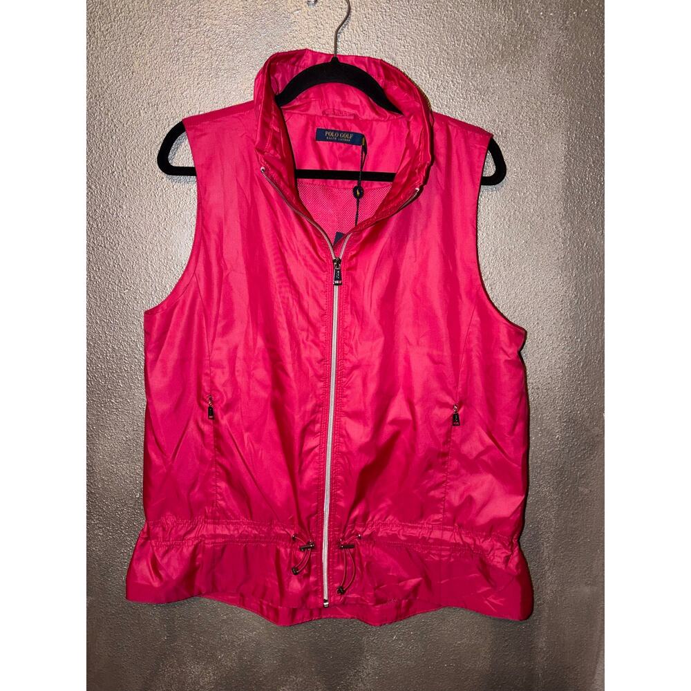 Polo Golf Ralph Lauren Pink Water Repellent Vest Drawstring NWT Lg Vest Sporty